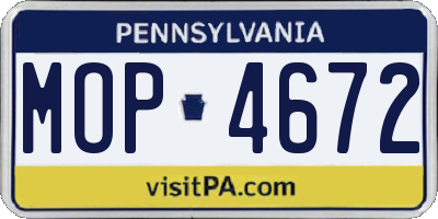 PA license plate MOP4672