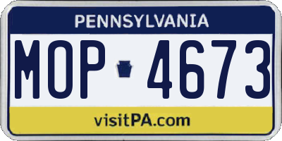 PA license plate MOP4673