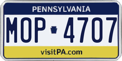 PA license plate MOP4707