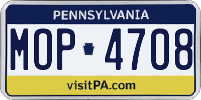 PA license plate MOP4708