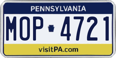 PA license plate MOP4721