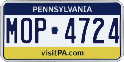 PA license plate MOP4724