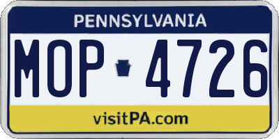 PA license plate MOP4726