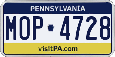 PA license plate MOP4728