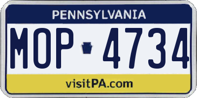 PA license plate MOP4734
