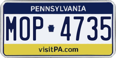 PA license plate MOP4735