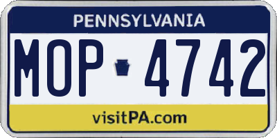 PA license plate MOP4742