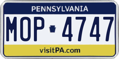 PA license plate MOP4747