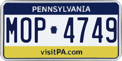 PA license plate MOP4749
