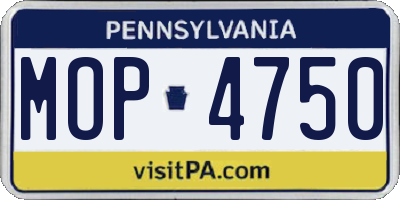 PA license plate MOP4750