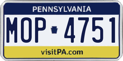 PA license plate MOP4751