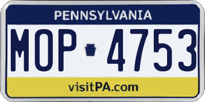 PA license plate MOP4753