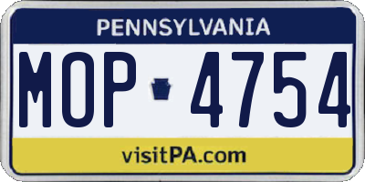 PA license plate MOP4754