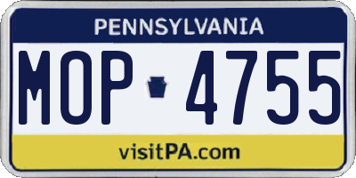 PA license plate MOP4755
