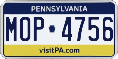 PA license plate MOP4756