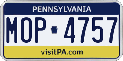 PA license plate MOP4757