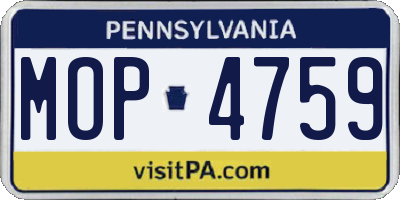 PA license plate MOP4759