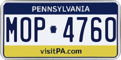 PA license plate MOP4760