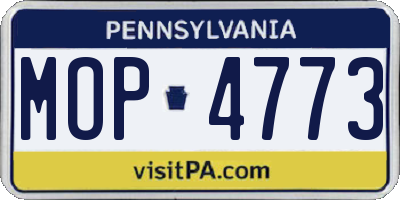 PA license plate MOP4773
