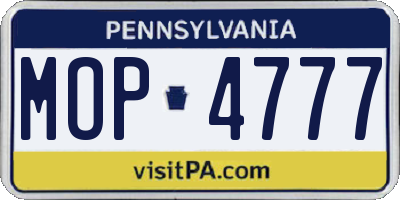 PA license plate MOP4777