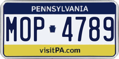 PA license plate MOP4789