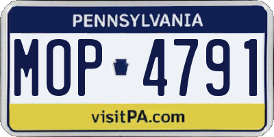 PA license plate MOP4791