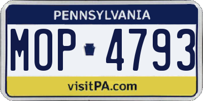 PA license plate MOP4793