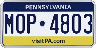 PA license plate MOP4803