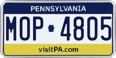 PA license plate MOP4805