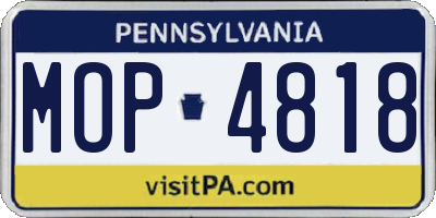 PA license plate MOP4818