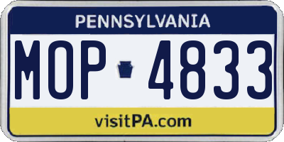 PA license plate MOP4833