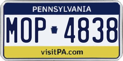 PA license plate MOP4838