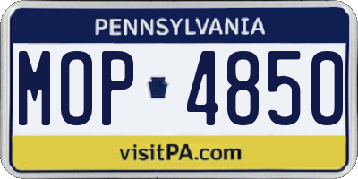 PA license plate MOP4850