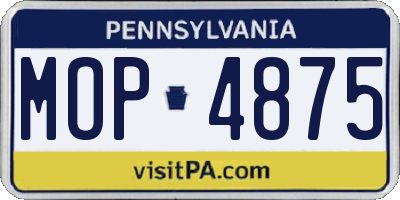PA license plate MOP4875