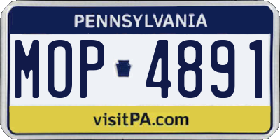 PA license plate MOP4891