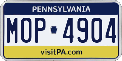 PA license plate MOP4904