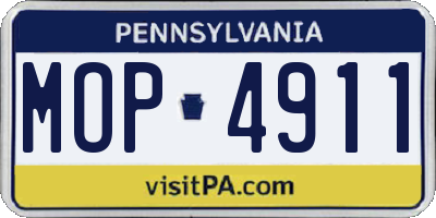PA license plate MOP4911