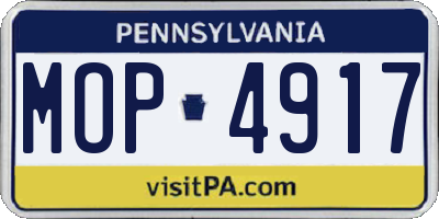 PA license plate MOP4917