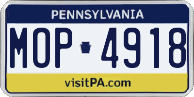 PA license plate MOP4918