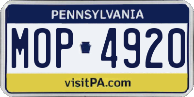PA license plate MOP4920