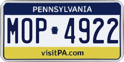 PA license plate MOP4922
