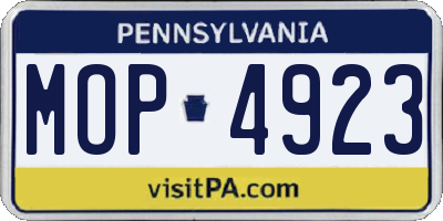 PA license plate MOP4923