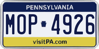 PA license plate MOP4926