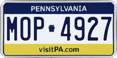 PA license plate MOP4927