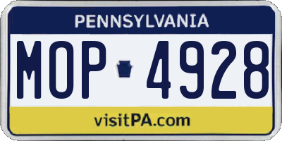 PA license plate MOP4928