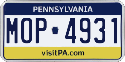 PA license plate MOP4931