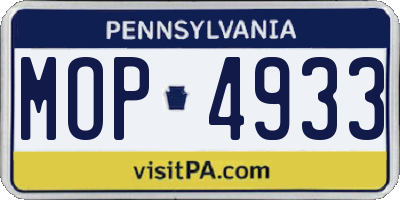 PA license plate MOP4933