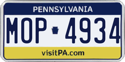 PA license plate MOP4934