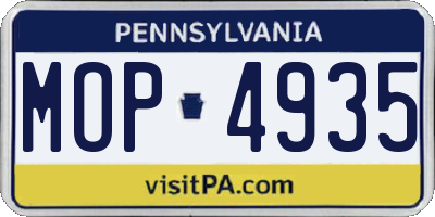 PA license plate MOP4935