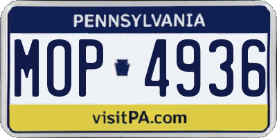 PA license plate MOP4936